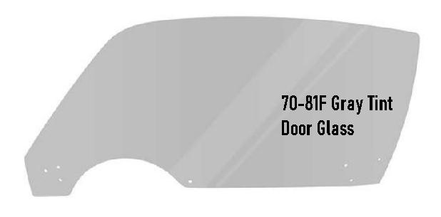 Glass: 71-81F Door Glass - Smoked GRAY (New) - Each
